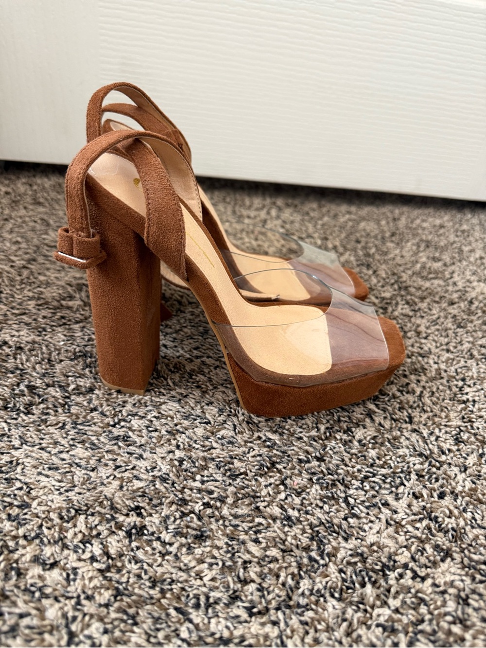 Olivia Clear Strap Block Heels